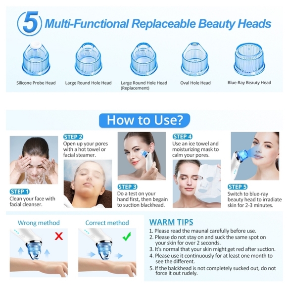 Blackhead Remover Pore Vacuum - Fabuday Blackhead Skin Cleaner Extractor Tool - Picture 7 of 7